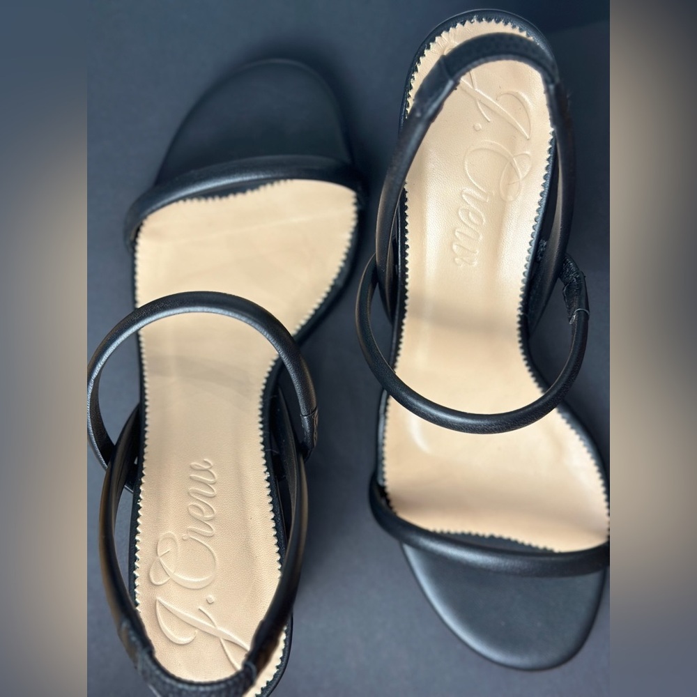 J. Crew Black Leather Strappy Heeled Sandals
